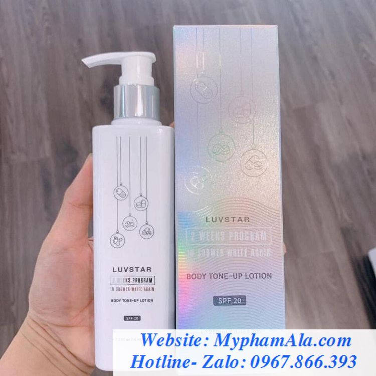 DƯỠNG THỂ LUVSTAR IN SHOWER WHITE AGAIN BODY TONEUP LOTION SPF 20.