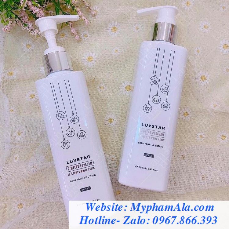 DƯỠNG THỂ LUVSTAR IN SHOWER WHITE AGAIN BODY TONEUP LOTION SPF 20.