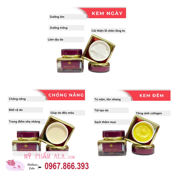 chất kem của 3 hũ kem shiseido haku