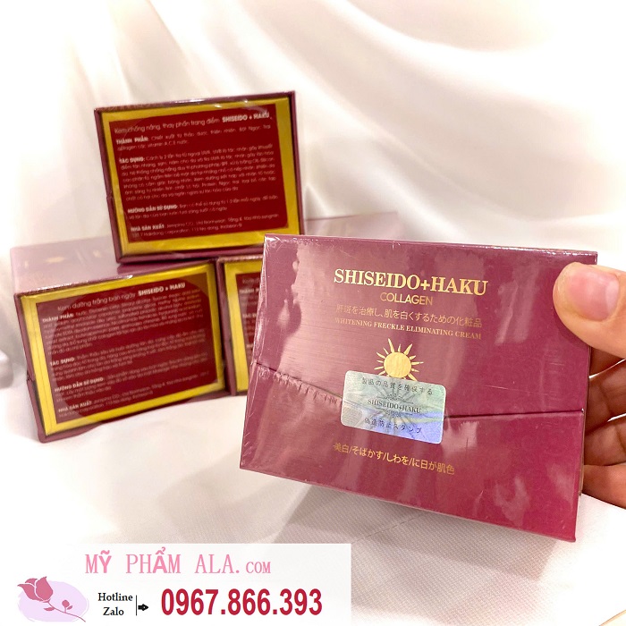 hộp kem shiseido haku tím